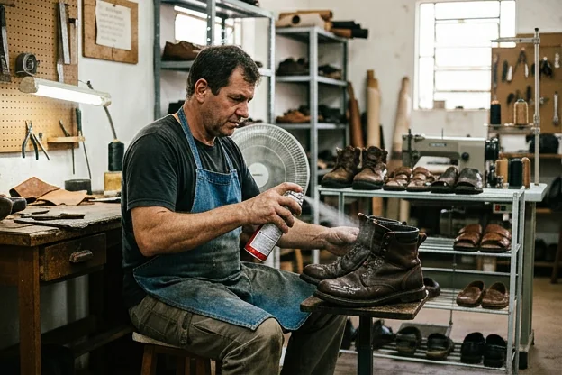 Sapatos sendo impermeabilizados em Fazenda Rio Grande, destacando a proteção.
