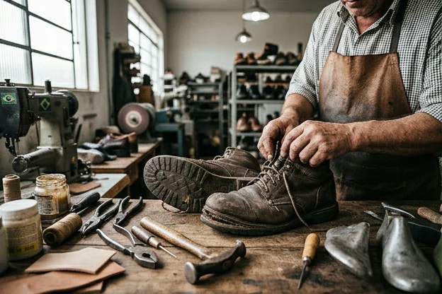 Sapatos desgastados em Fazenda Rio Grande, indicando necessidade de reforma.